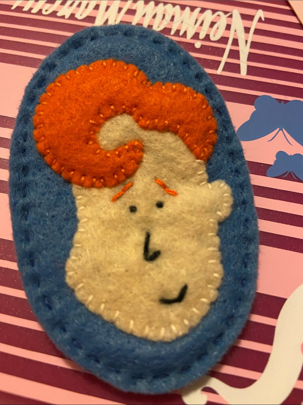 CoNaN redhead handmade felt stitched brooch one-of-a-kind ART